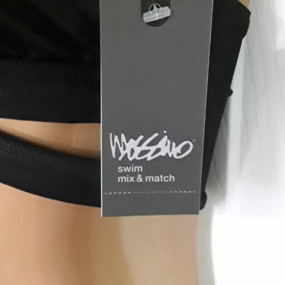 NWT Sz L Mossimo Strappy Black Halter Bikini Top - Picture 3 of 4